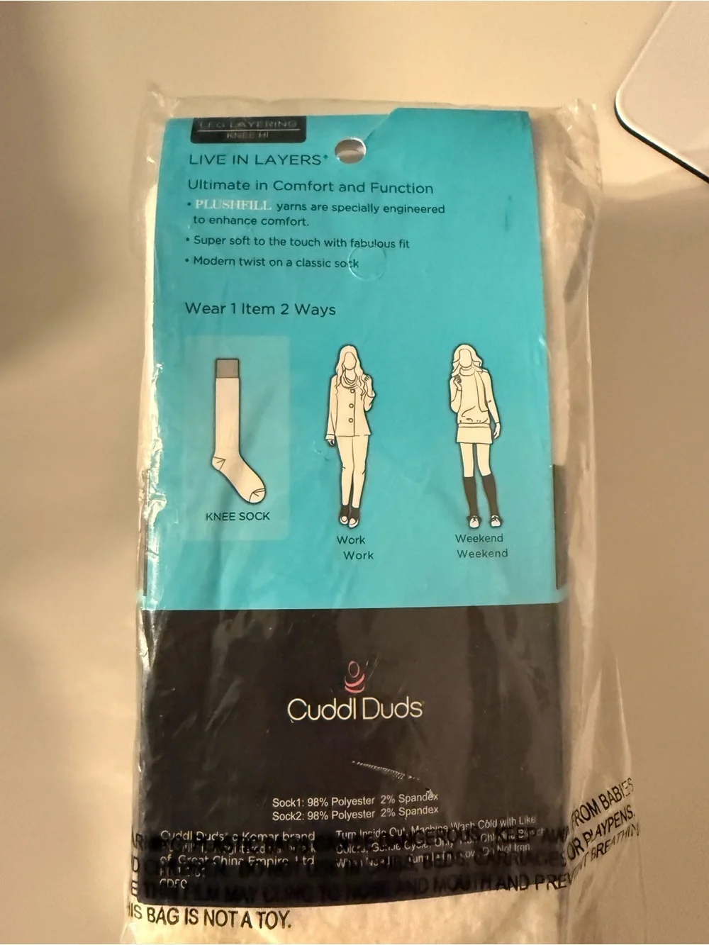 Cuddl Duds women’s  Plushfill Leg Layering Socks - Gray